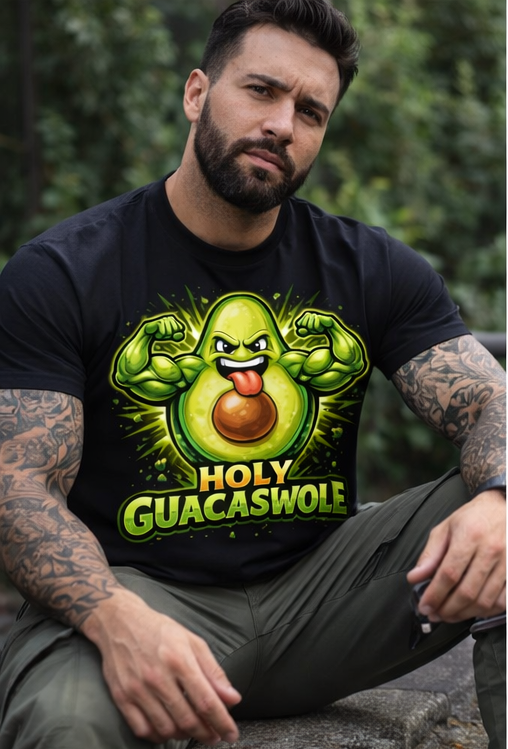 Holy Guacaswole Avocado T-Shirt | Funny Fitness Food Graphic