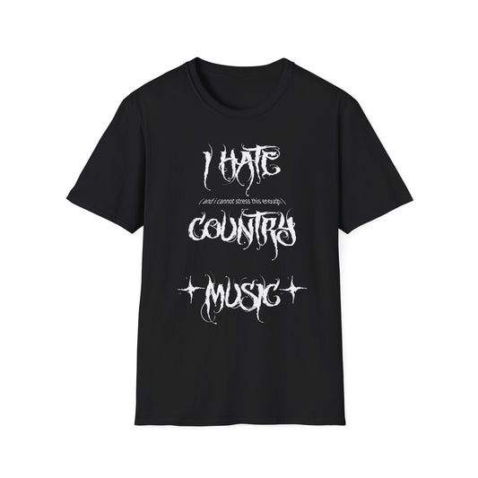 Grunge Style 'I Hate Country Music' T-Shirt, Unisex Tee, Music Lover Gift, Funny Graphic Shirt, Anti-Country Music Clothing
