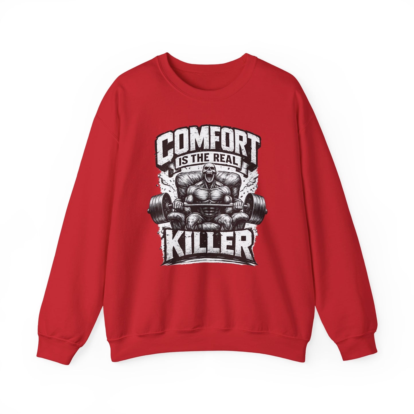 Comfort Is The Real Killer sweatshirt | Weightlifting Barbell Graphic | Fitness crewneck