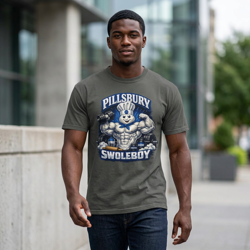 Pillsbury Swoleboy Muscle Mascot T-Shirt | Gym Fitness Graphic Tee