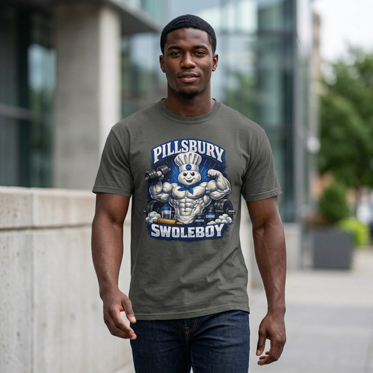 Pillsbury Swoleboy Muscle Mascot T-Shirt | Gym Fitness Graphic Tee