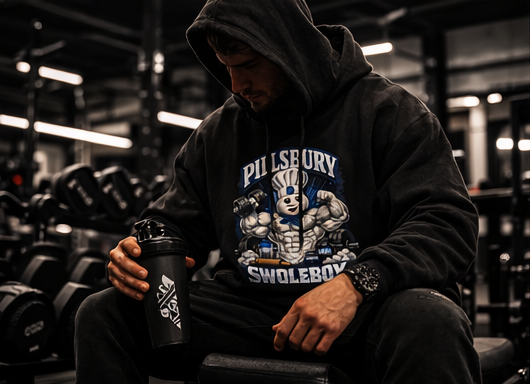 Pillsbury Swoleboy Hoodie | Rise Lift Bulk Back Print | Funny Gym Appeal