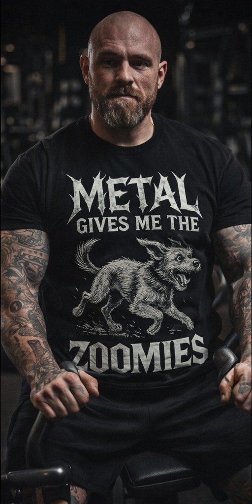 Metal Dog Zoomies T-Shirt, Unisex Graphic Tee, Pet Lover Gift, Music Enthusiast Apparel, Casual Everyday Wear, Unique Dog Lover Shirt