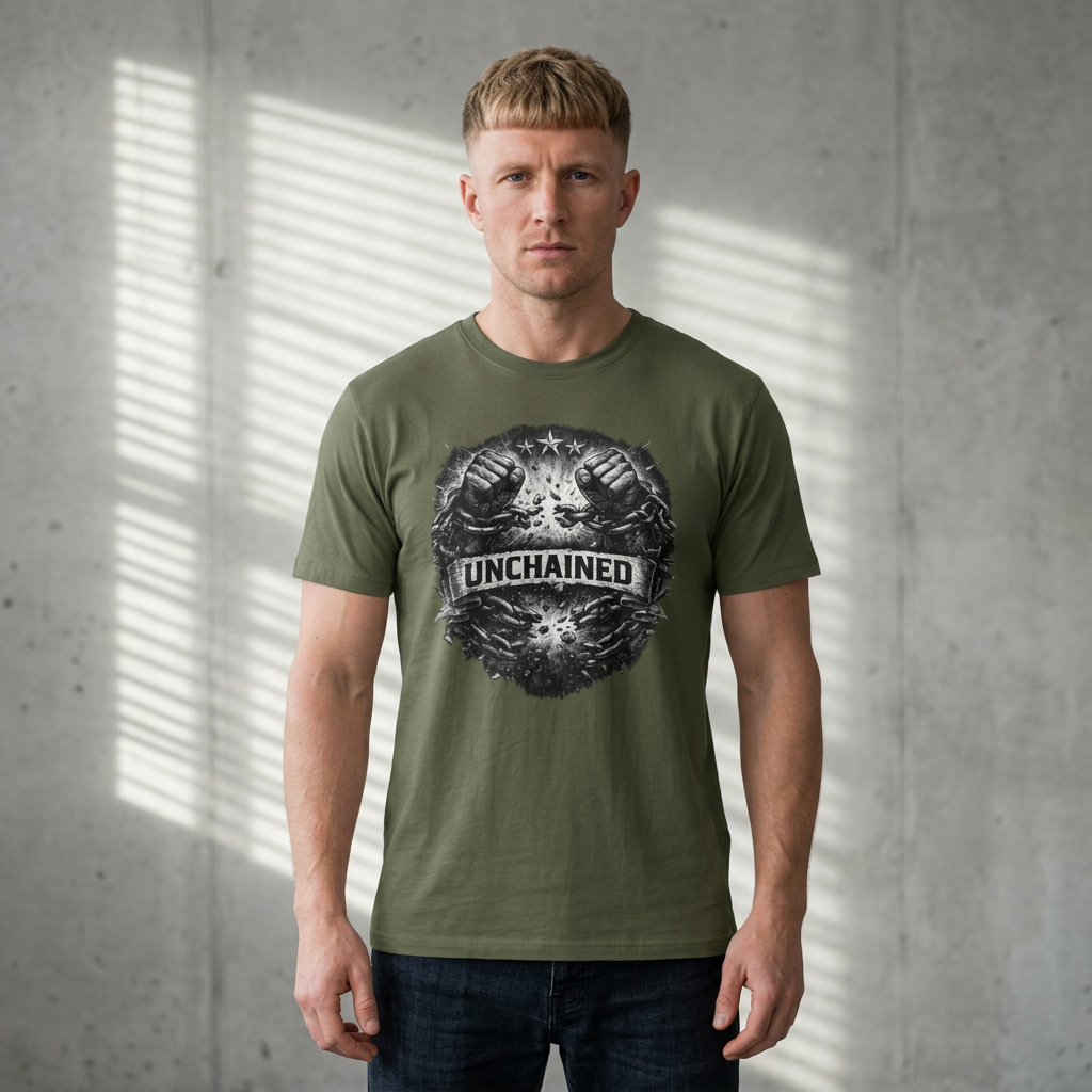 Unchained design T-Shirt | breaking chains graphic, vintage distressed