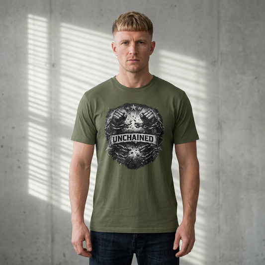 Unchained design T-Shirt | breaking chains graphic, vintage distressed