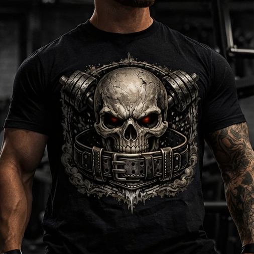Skull Gas Mask Tee | Gothic Skull Illustration, Grunge Biker Shirt, Fitness Gym Appeal