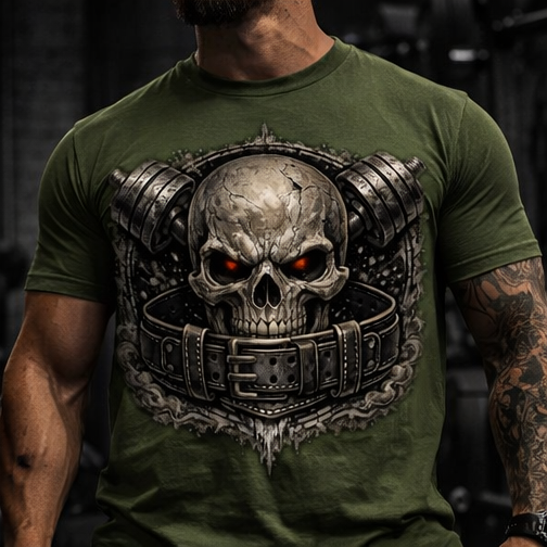 Skull Gas Mask Tee | Gothic Skull Illustration, Grunge Biker Shirt, Fitness Gym Appeal