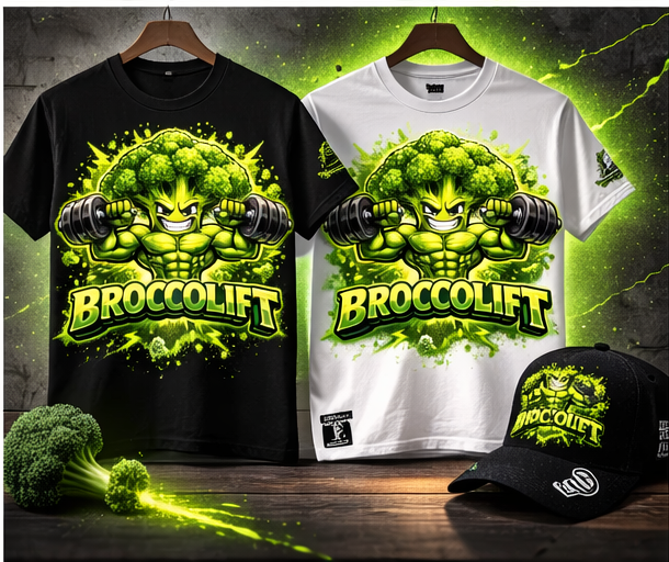 Broccolift muscular broccoli character T-Shirt | weightlifting gym veggie design