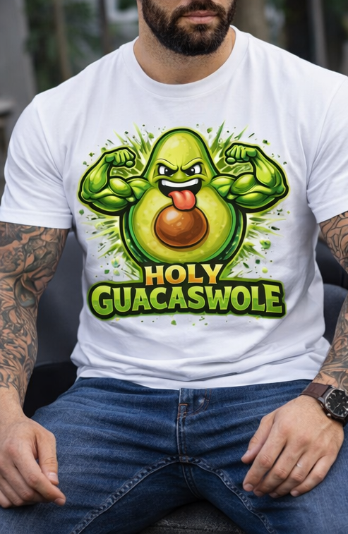 Holy Guacaswole Avocado T-Shirt | Funny Fitness Food Graphic