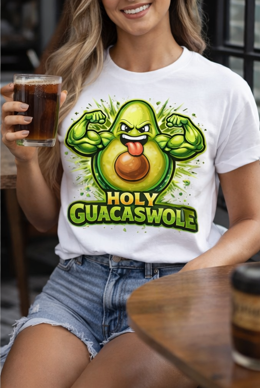 Holy Guacaswole Avocado T-Shirt | Funny Fitness Food Graphic