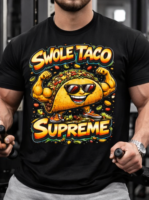 Swole Taco Supreme T-Shirt | Funny Muscle Taco Illustration
