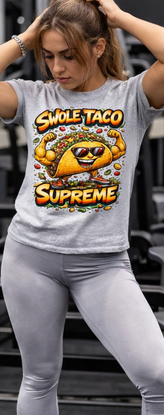Swole Taco Supreme T-Shirt | Funny Muscle Taco Illustration