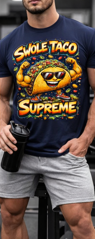 Swole Taco Supreme T-Shirt | Funny Muscle Taco Illustration