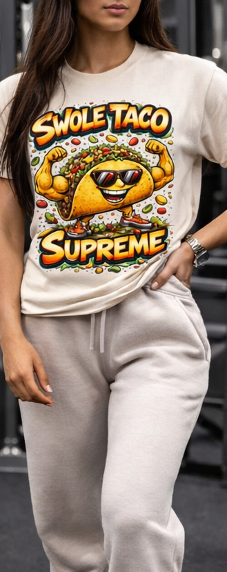 Swole Taco Supreme T-Shirt | Funny Muscle Taco Illustration