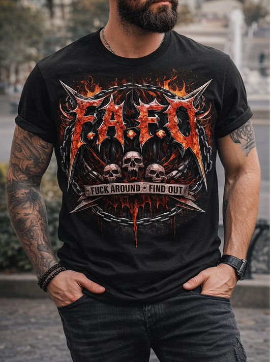 F.A.F.O Graphic tee | Skull Demon Circle graphic T-shirt | Heavy Metal design
