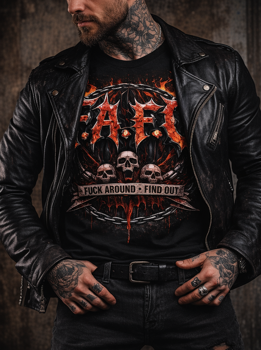 F.A.F.O Graphic tee | Skull Demon Circle graphic T-shirt | Heavy Metal design