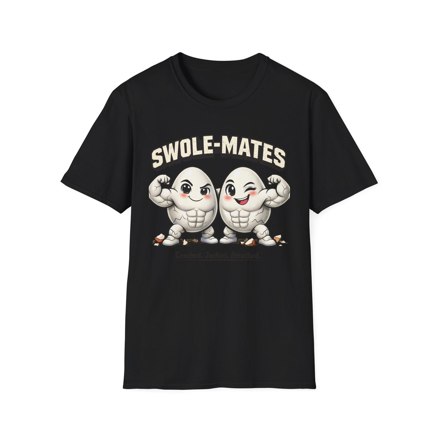 Swole-Mates eggs muscle cartoon T-Shirt | gym workout humor