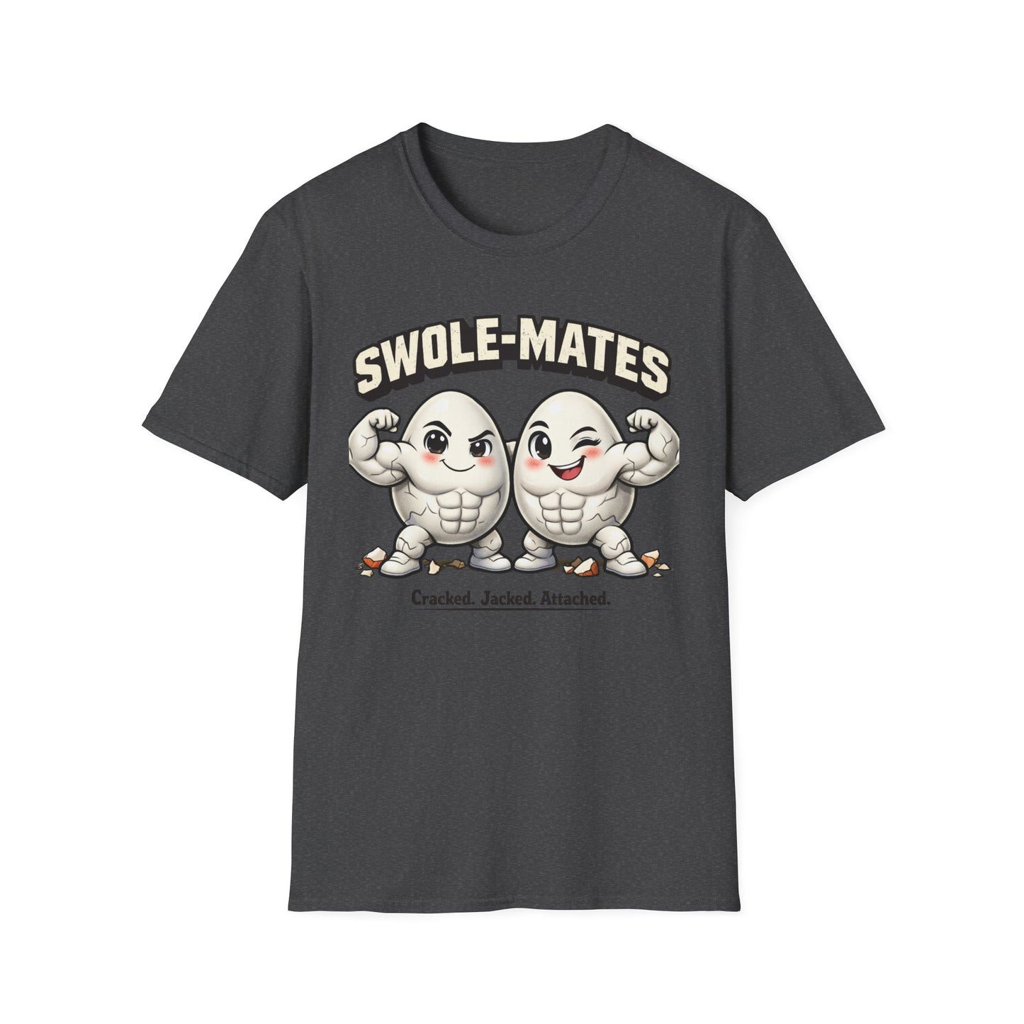 Swole-Mates eggs muscle cartoon T-Shirt | gym workout humor