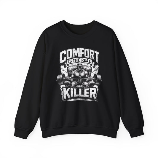 Comfort Is The Real Killer sweatshirt | Weightlifting Barbell Graphic | Fitness crewneck