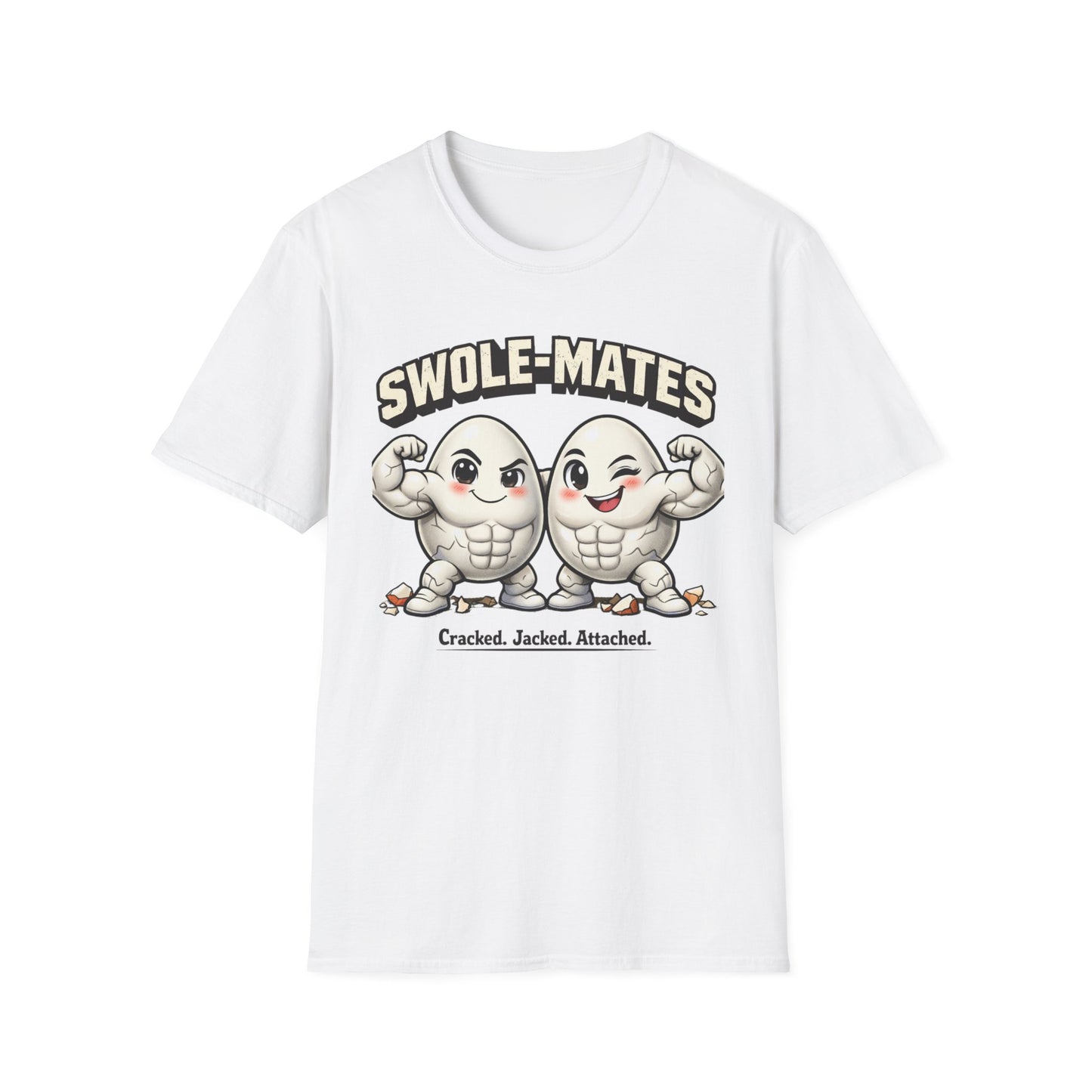 Swole-Mates eggs muscle cartoon T-Shirt | gym workout humor